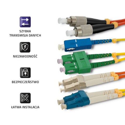 Qoltec Patchcord światłowodowy LC/APC - LC/APC | Singlemode | 9/125 | G652D | Duplex | 1m