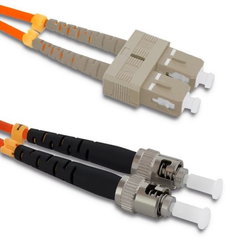 Qoltec Patchcord światłowodowy SC/UPC - ST/UPC | Multimode | 50/125 | OM2 | Duplex | 1m