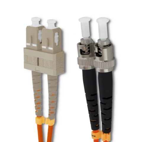 Qoltec Patchcord światłowodowy SC/UPC - ST/UPC | Multimode | 50/125 | OM2 | Duplex | 2m