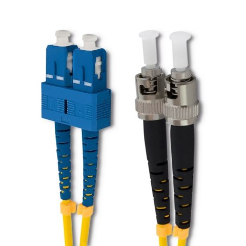 Qoltec Patchcord światłowodowy SC/UPC - ST/UPC | Singlemode | 9/125 | G652D | Duplex | 1m