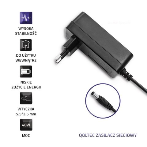 Qoltec Zasilacz wtyczkowy 48W | 12V | 4A | 5.5*2.5