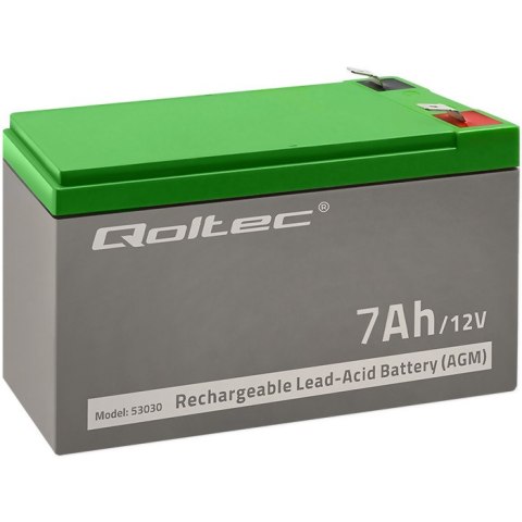 Qoltec Akumulator AGM | 12V | 7Ah | Bezobsługowy | Wydajny | LongLife | do UPS, security