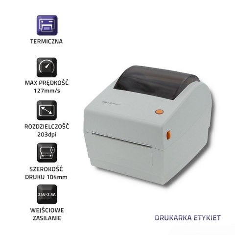 Qoltec Drukarka etykiet LTP-0243 | termiczna | High Speed | 203 dpi | USB | LAN