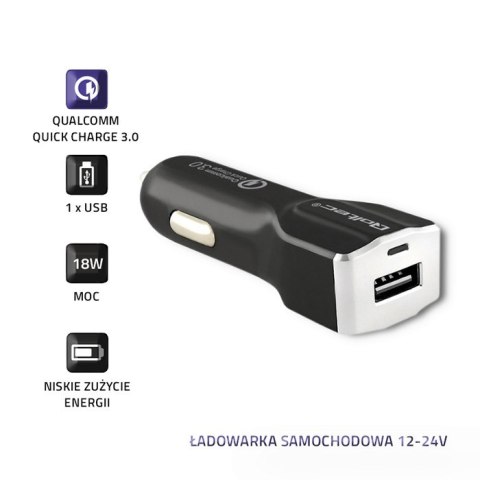 Qoltec Ładowarka samochodowa | Qualcomm QuickCharge 3.0 12-24V | 3A | USB