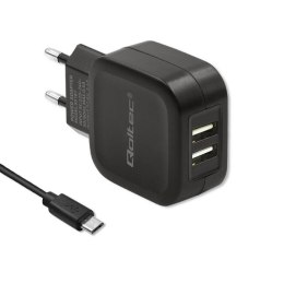 Qoltec Ładowarka sieciowa 17W | 5V | 3.4A | 2xUSB + kabel MicroUSB