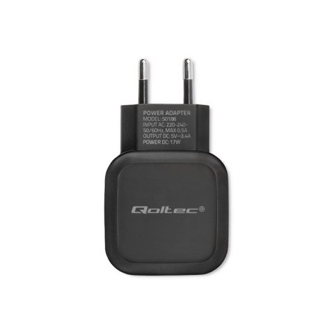 Qoltec Ładowarka sieciowa 17W | 5V | 3.4A | 2xUSB + kabel USB typC