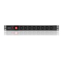 Qoltec Listwa zasilająca PDU antyprzeciążeniowa do RACK 19" | 1U | 10A | 8xIEC C13 | 2m