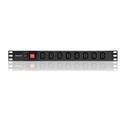 Qoltec Listwa zasilająca PDU antyprzeciążeniowa do RACK 19" | 1U | 10A | 8xIEC C13 | 2m