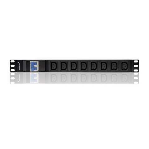 Qoltec Listwa zasilająca PDU antyprzeciążeniowa do RACK 19" | 1U | 10A | 8xIEC C13 | bezpiecznik C16 | 2m