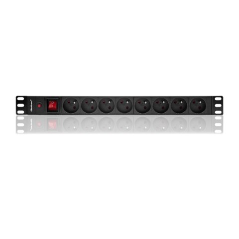 Qoltec Listwa zasilająca PDU antyprzeciążeniowa do RACK 19" | 1U | 16A | 8xFRENCH| 2m