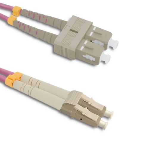 Qoltec Patchcord światłowodowy LC/UPC - SC/UPC | Multimode | 50/125 | OM4 | Duplex | 1m