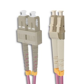 Qoltec Patchcord światłowodowy LC/UPC - SC/UPC | Multimode | 50/125 | OM4 | Duplex | 1m