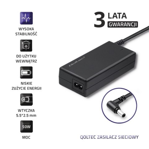 Qoltec Zasilacz sieciowy 50W | 12V | 4.16A | 5.5*2.5 | +kabel zasilający