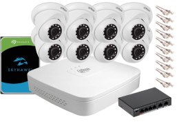 Zestaw monitoringu IP Dahua NVR 1TB 8 kamer kopułowe 4MPx