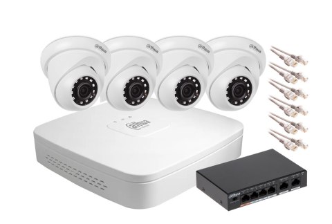 Zestaw monitoringu IP Dahua NVR 4 kamery kopułowe 4MPx