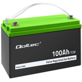 Qoltec Akumulator żelowy GEL | 12V | 100Ah | 29.3kg | Bezobsługowy | Professional | LongLife | PV, UPS, kamper, łódź