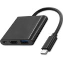 Qoltec Hub Adapter USB-C 3.1 3w1 | USB 3.0 | HDMI 4K | USB-C 3.1 PD 100W