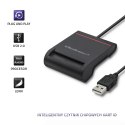 Qoltec Inteligentny czytnik chipowych kart ID SCR-0642 | USB 2.0 + Adapter USB-C