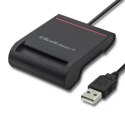 Qoltec Inteligentny czytnik chipowych kart ID SCR-0642 | USB 2.0 + Adapter USB-C