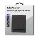 Qoltec Inteligentny czytnik chipowych kart ID SCR-0642 | USB 2.0 + Adapter USB-C