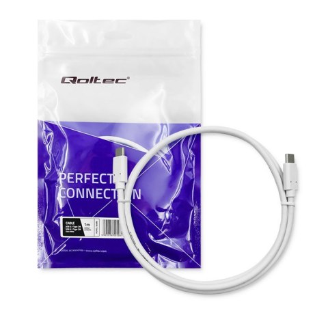 Qoltec Kabel USB 3.1 typ C męski | USB 3.1 typ C męski | 1m | Biały