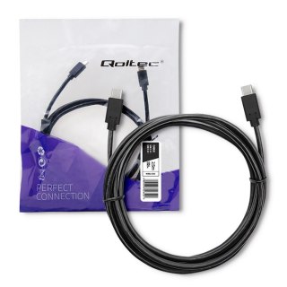 Qoltec Kabel USB 3.1 typ C męski | USB 3.1 typ C męski | 2.5m | Czarny