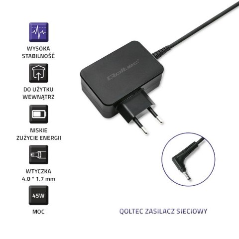 Qoltec Zasilacz do laptopa Lenovo 45W | 20V | 2.25A | 4.0*1.7