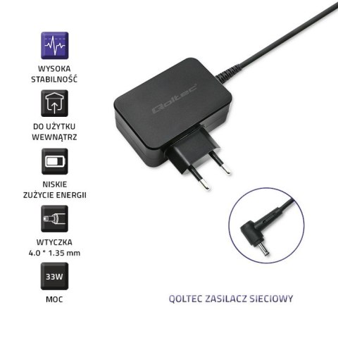 Qoltec Zasilacz do ultrabooka laptopa Asus 33W |19V | 1.75A | 4.0*1.35