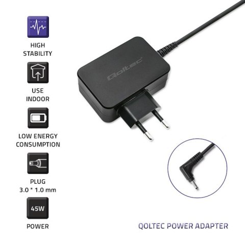 Qoltec Zasilacz do ultrabooka laptopa Asus 45W | 19V | 2.37A | 3.0*1.0