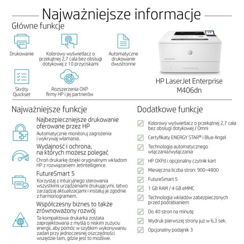 DRUKARKA HP LASER LASERJET M406Dn