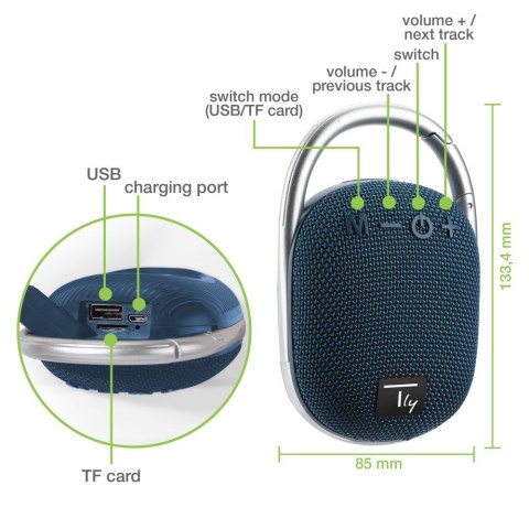 TECHLY GŁOŚNIK BLUETOOTH 5.3 BEZPRZEWODOWY 5W TWS