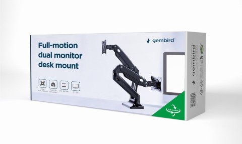 GEMBIRD BIURKOWE REGULOWANE RAMIĘ NA 2 MONITORY 17"-35" DO 10KG