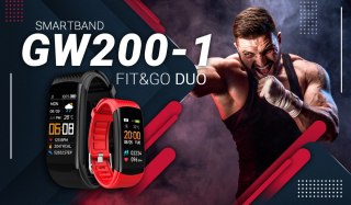 Smartband Giewont Fit&GO Duo GW200-1 - Black + Pasek Alert Red