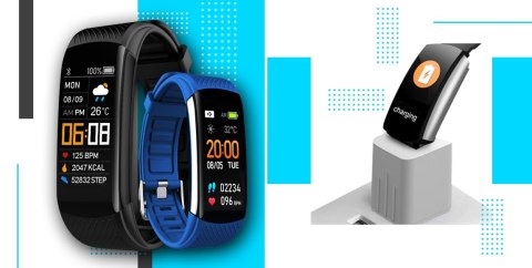 Smartband Giewont Fit&GO Duo GW200-7 - Black + Pasek Sky Blue