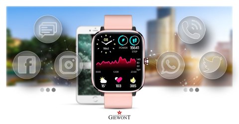 Smartwatch Giewont Dynamic SmartCall GW230-1 - Rose Gold/Powder Pink