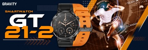 Smartwatch Gravity GT21-2 + Pomarańczowy Pasek Silikonowy