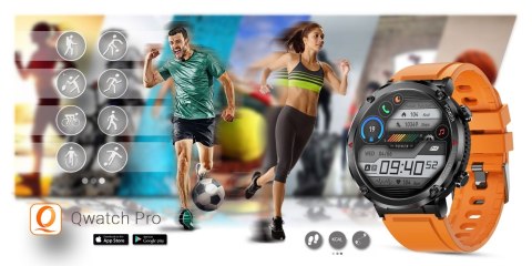 Smartwatch Gravity GT21-2 + Pomarańczowy Pasek Silikonowy