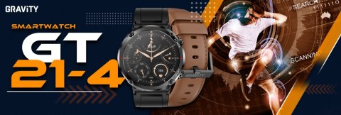 Smartwatch Gravity GT21-4 + Czarny Pasek Silikonowy