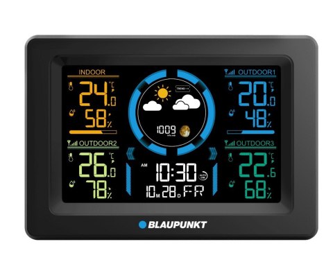 BLAUPUNKT Stacja pogodowa z 3 czujnikami z LCD WS40BK