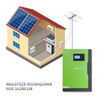 Qoltec Hybrydowy inwerter solarny Off-Grid 6kVA | 3.5kW | 100A | 24V | MPPT | Sinus