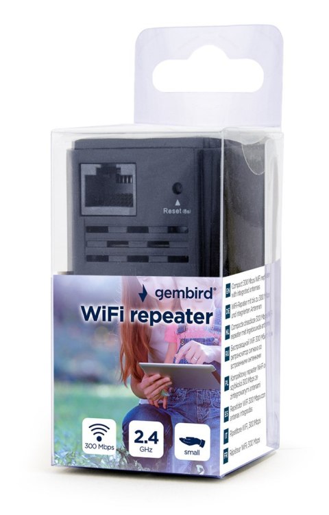 GEMBIRD WIFI REPEATER MINI WNP-RP300-03-BK B/G/N300 + GNIAZDO RJ45, DO GNIAZDKA 230V, CZARNY