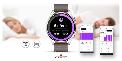 Smartwatch Giewont Vertex SmartCall GW450-6 Silver/Brown Leather