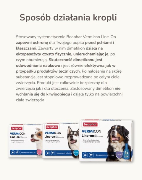 BEAPHAR VERMIcon Line-on Dog L - krople przeciw pasożytom dla psa - 3x 4,5ml