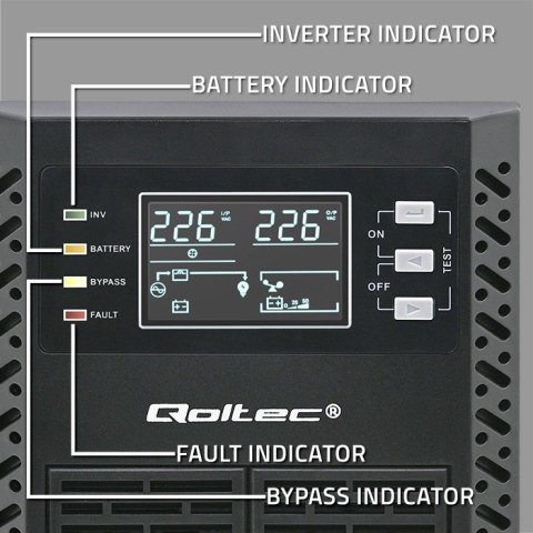 Qoltec Zasilacz awaryjny UPS | 2kVA | 2000W | Power Factor 1.0 | LCD | EPO | USB | On-line