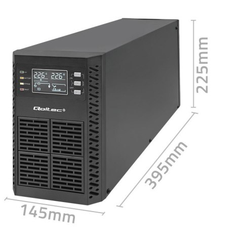 Qoltec Zasilacz awaryjny UPS | 2kVA | 2000W | Power Factor 1.0 | LCD | EPO | USB | On-line