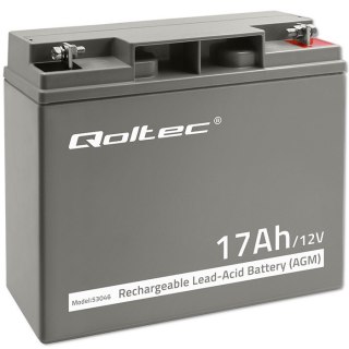 Qoltec Akumulator AGM | 12V | 17Ah | Bezobsługowy | Wydajny | LongLife | do UPS, skutera