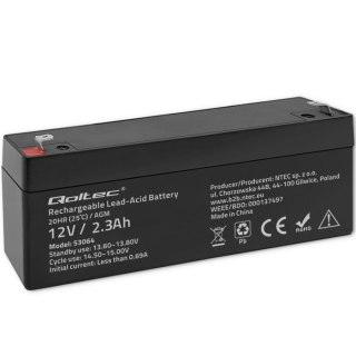 Qoltec Akumulator AGM | 12V | 2.3Ah | Bezobsługowy | Wydajny | LongLife | do UPS, wagi, kasy