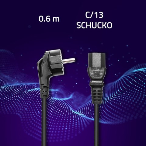 Qoltec Kabel zasilający IEC C13/SCHUKO | 3x0.75mm² | 0.6m