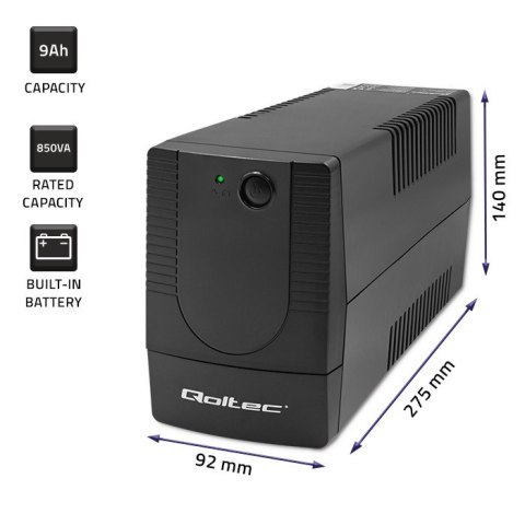 Qoltec Zasilacz awaryjny UPS Line Interactive | Monolith | 850VA | 480W