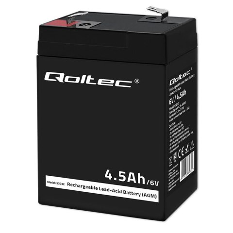 Qoltec Akumulator AGM | 6V | 4.5Ah | Bezobsługowy | Wydajny | LongLife | do UPS, wagi, kasy